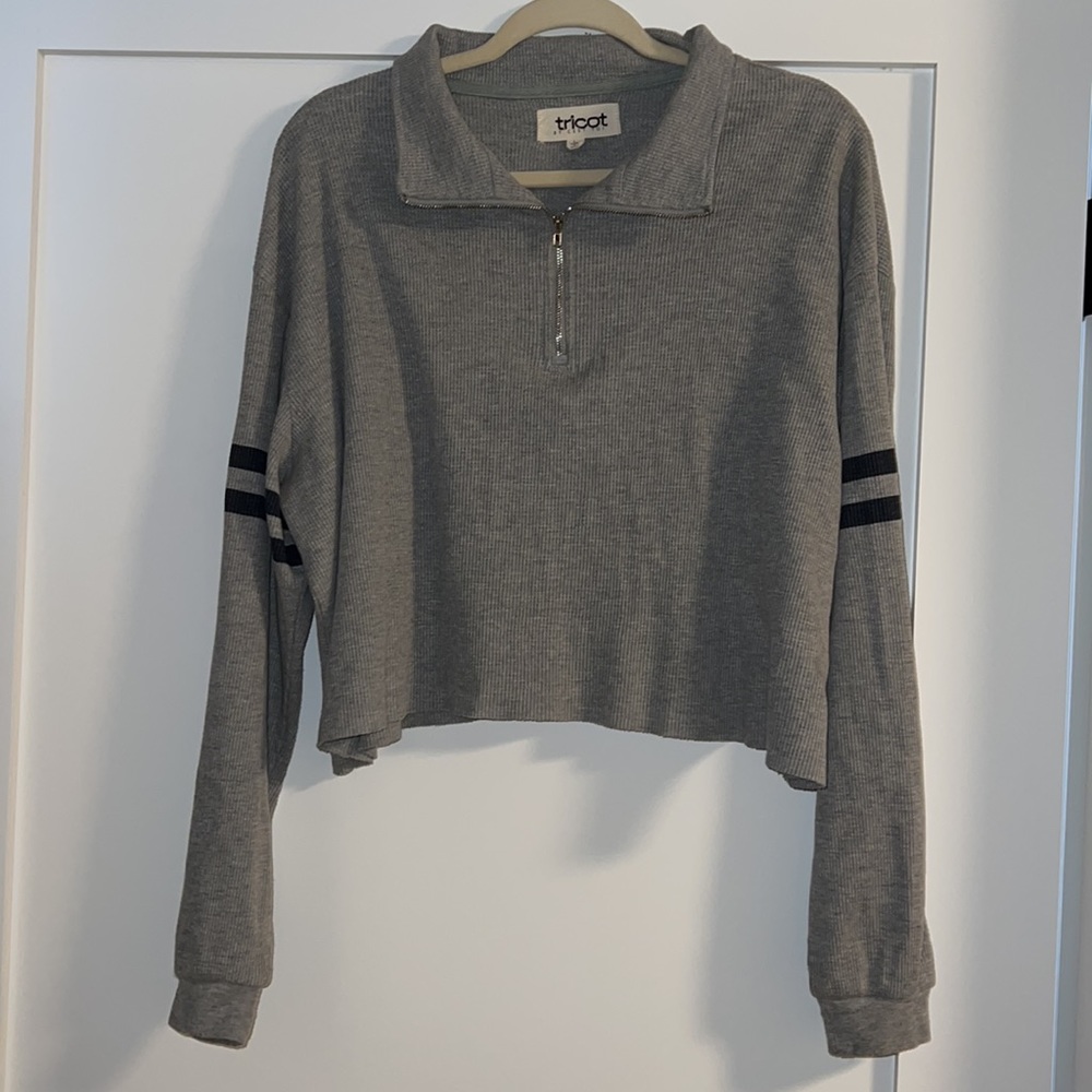 Cropped waffle tee quarter zip